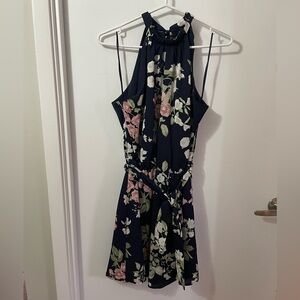Halter Neck Floral Mini Dress